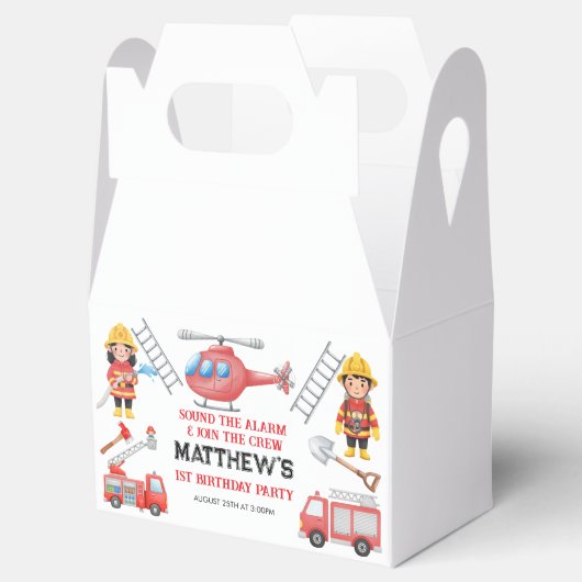 Firetrucks Boy 1st Birthday | Cute Little party Bedankdoosjes (Geopend)