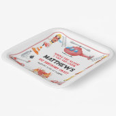 Firetrucks Boy 1st Birthday | Cute Little party Papieren Bordje (Gebogen)