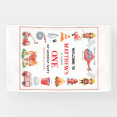 Firetrucks Boy 1st Birthday | Cute Little party Spandoek (Horizontaal)