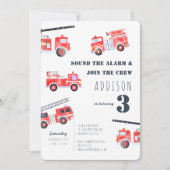 Firetrucks Boy 3e verjaardag Kaart (Voorkant)