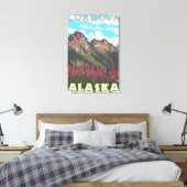 Fireweed & Mountains - Cordova, Alaska Canvas Afdruk (Insitu (Slaapkamer))