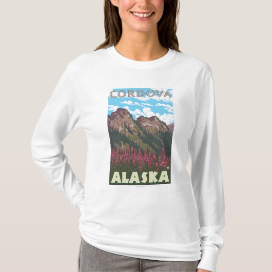 Fireweed & Mountains - Cordova, Alaska T-shirt (Voorkant)