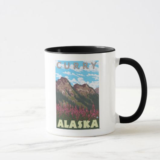 Fireweed & Mountains - Curry, Alaska Mok (Rechts)