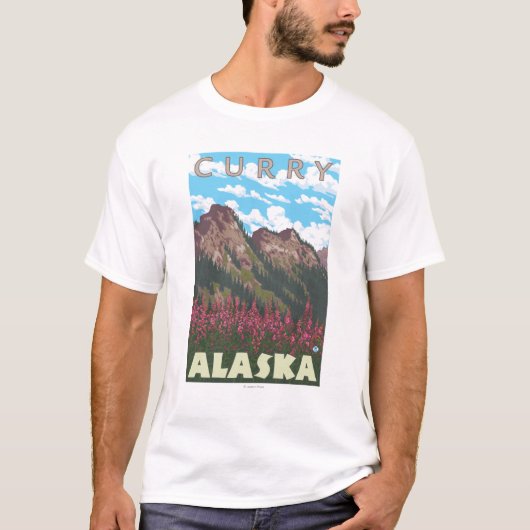 Fireweed & Mountains - Curry, Alaska T-shirt (Voorkant)
