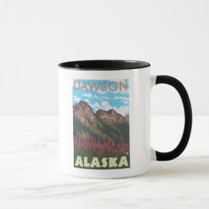 Fireweed & Mountains - Dawson, Alaska Mok