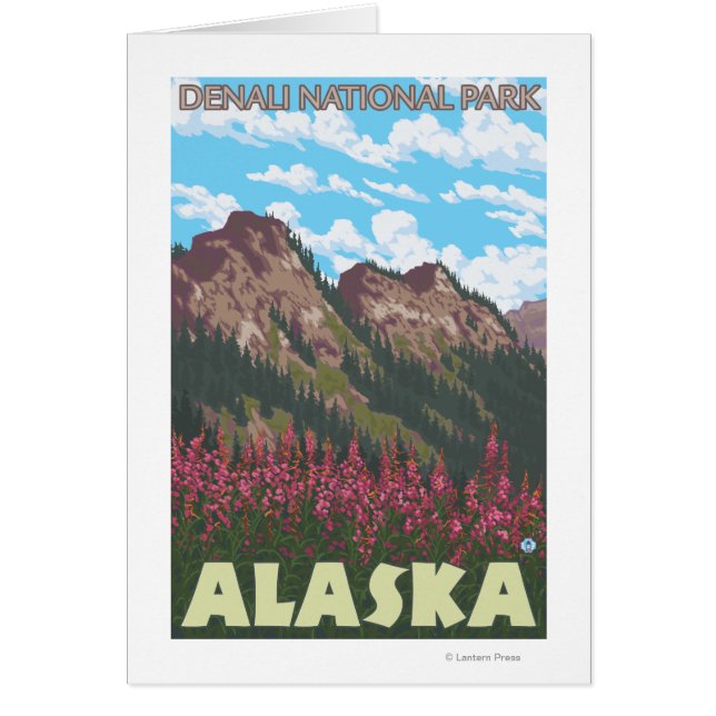 Fireweed & Mountains - Denali Nat'l Park, (Voorkant)