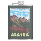 Fireweed & Mountains - Denali Nat'l Park Heupfles (Voorkant)