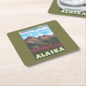 Fireweed & Mountains - Denali Nat'l Park Kartonnen Onderzetters (Schuin)