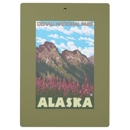 Fireweed & Mountains - Denali Nat'l Park Klembord (Achterkant)