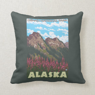 Fireweed & Mountains - Denali Nat'l Park Kussen
