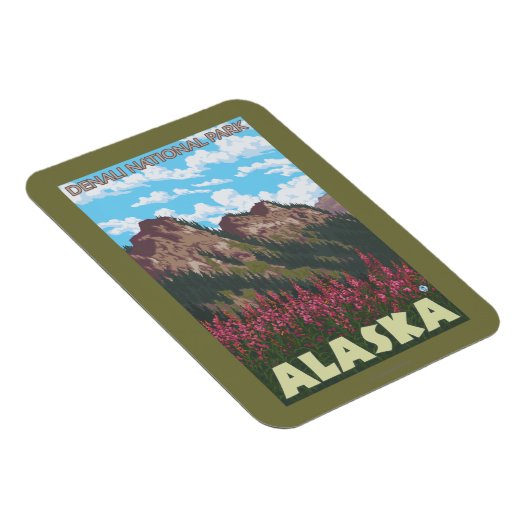 Fireweed & Mountains - Denali Nat'l Park, Magneet (Rechterzijde)