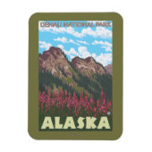 Fireweed & Mountains - Denali Nat'l Park, Magneet (Verticaal)