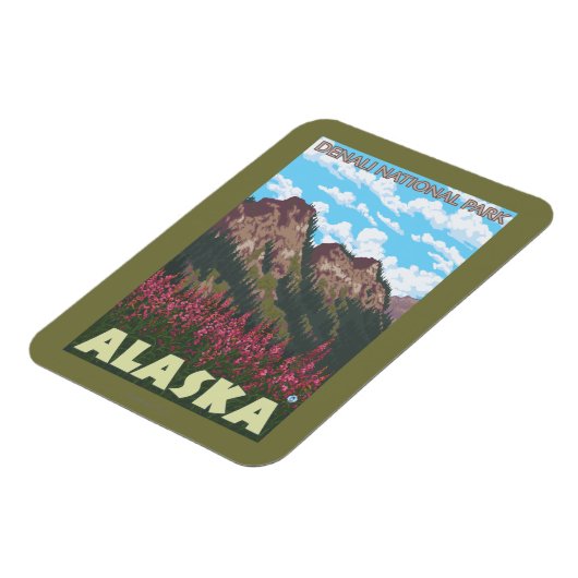 Fireweed & Mountains - Denali Nat'l Park, Magneet (Linkerzijde)