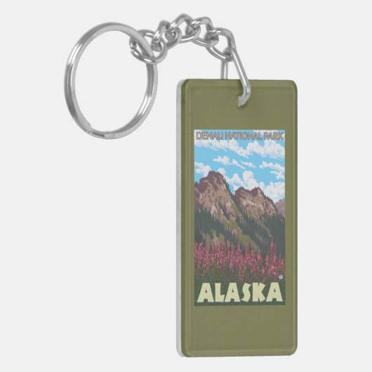 Fireweed & Mountains - Denali Nat'l Park Sleutelhanger (Voorkant Links)