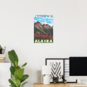 Fireweed & Mountains - Juneau, Alaska Poster (Thuiskantoor)
