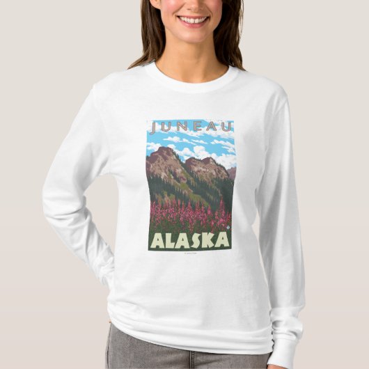 Fireweed & Mountains - Juneau, Alaska T-shirt (Voorkant)