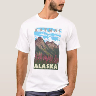 Fireweed & Mountains - Katmai, Alaska T-shirt