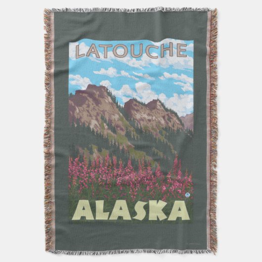 Fireweed & Mountains - Latouche, Alaska Deken (Voorkant Verticaal)