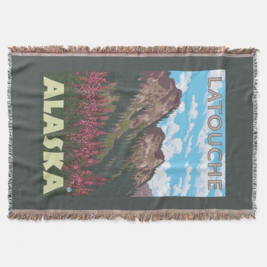 Fireweed & Mountains - Latouche, Alaska Deken (Voorkant)