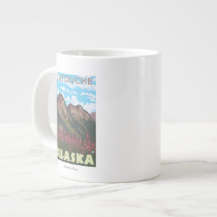 Fireweed & Mountains - Latouche, Alaska Grote Koffiekop