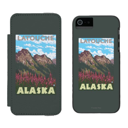 Fireweed & Mountains - Latouche, Alaska Incipio iPhone Portemonnee Hoesje (Naast elkaar)