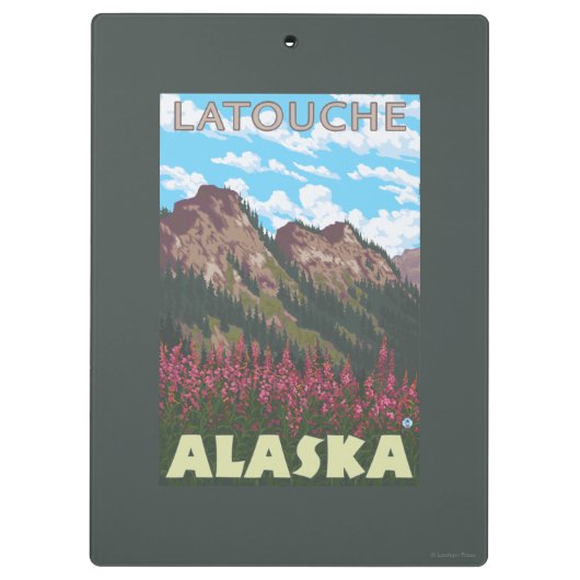 Fireweed & Mountains - Latouche, Alaska Klembord (Achterkant)