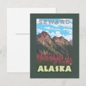 Fireweed & Mountains - Seward, Alaska Briefkaart (Voorkant / Achterkant)