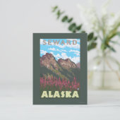 Fireweed & Mountains - Seward, Alaska Briefkaart (Staand voorkant)