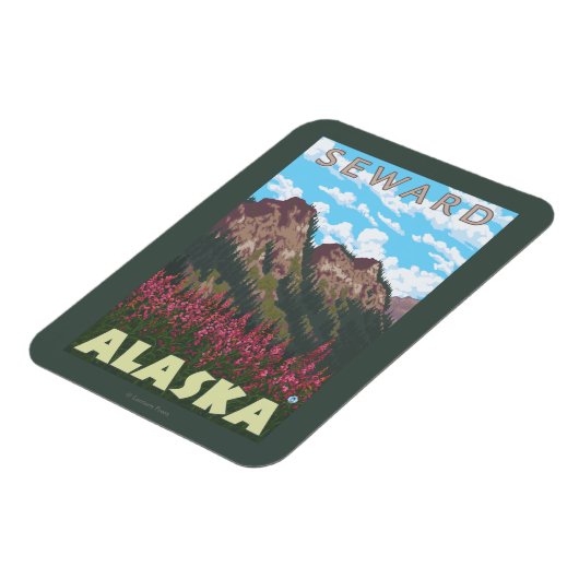 Fireweed & Mountains - Seward, Alaska Magneet (Linkerzijde)
