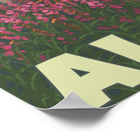 Fireweed & Mountains - Seward, Alaska Poster (Hoek)