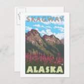 Fireweed & Mountains - Skagway, Alaska Briefkaart (Voorkant / Achterkant)