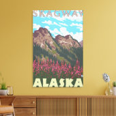Fireweed & Mountains - Skagway, Alaska Canvas Afdruk (Insitu (Woonkamer))