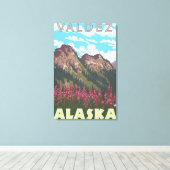 Fireweed & Mountains - Valdez, Alaska Canvas Afdruk (Insitu (Houten vloer))