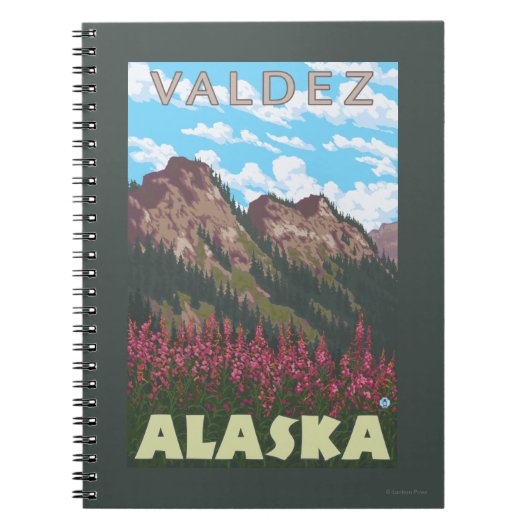 Fireweed & Mountains - Valdez, Alaska Notitieboek (Voorkant)