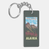 Fireweed & Mountains - Valdez, Alaska Sleutelhanger (Voorkant Links)