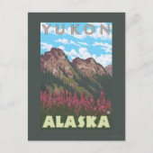 Fireweed & Mountains - Yukon, Alaska Briefkaart (Voorkant)
