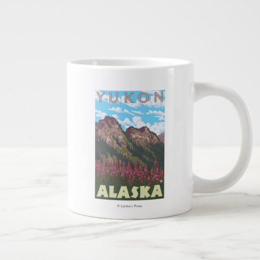 Fireweed & Mountains - Yukon, Alaska Grote Koffiekop (Rechts)