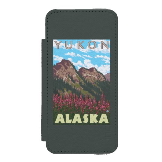 Fireweed & Mountains - Yukon, Alaska Incipio iPhone Portemonnee Hoesje (Voorkant Agenda)