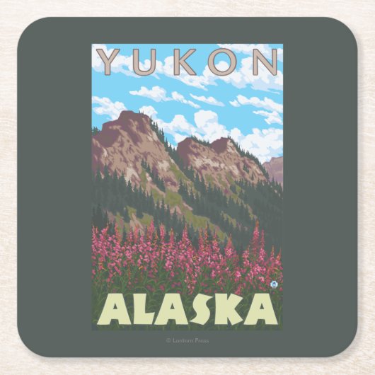 Fireweed & Mountains - Yukon, Alaska Kartonnen Onderzetters (Voorkant)