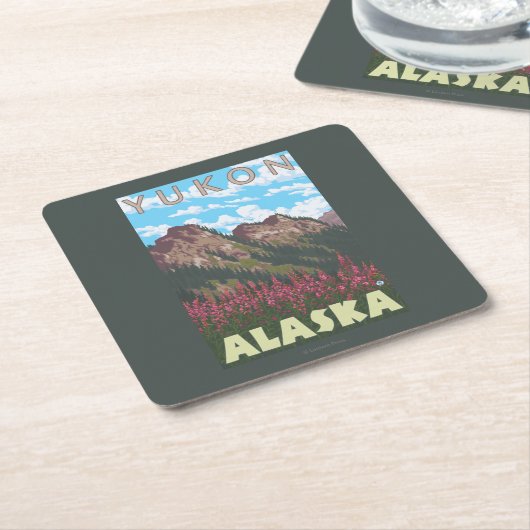 Fireweed & Mountains - Yukon, Alaska Kartonnen Onderzetters (Schuin)
