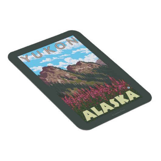 Fireweed & Mountains - Yukon, Alaska Magneet (Rechterzijde)