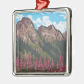 Fireweed & Mountains - Yukon, Alaska Metalen Ornament (Links)