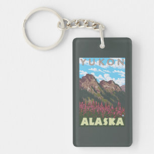 Fireweed & Mountains - Yukon, Alaska Sleutelhanger