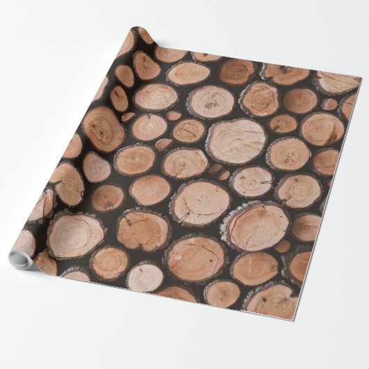 Firewood Logs Cadeaupapier (Uitgerold)