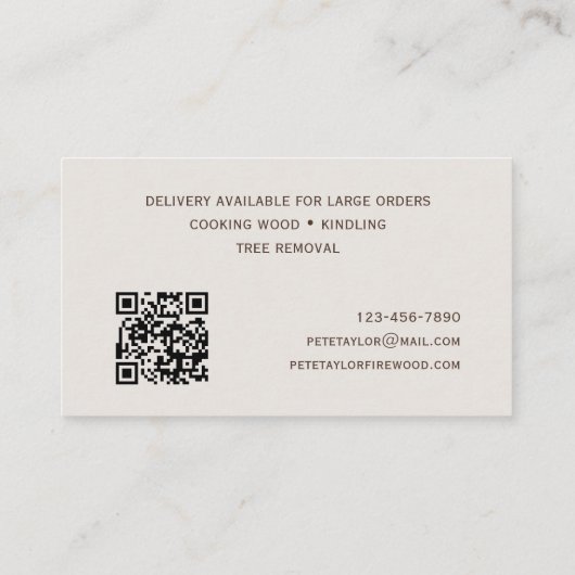 Firewood Lumberjack Tree Service Visitekaartje (Achterkant)