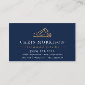 Firewood Supply Service Navy Blue Gold QR Code Visitekaartje (Voorkant)