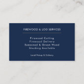 Firewood Supply Service Visitekaartje (Achterkant)