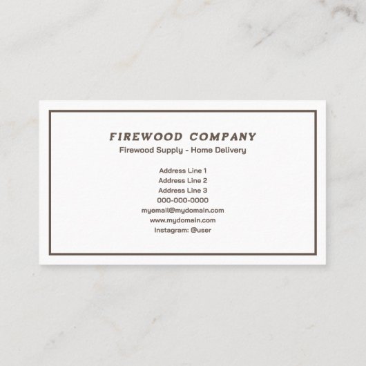 Firewood Supply Visitekaartje (Achterkant)