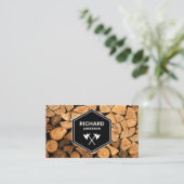 Firewood Wooden Logs Tree Service Ax Visitekaartje (Staand voorkant)