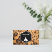 Firewood Wooden Logs Tree Service Flame Visitekaartje (Staand voorkant)